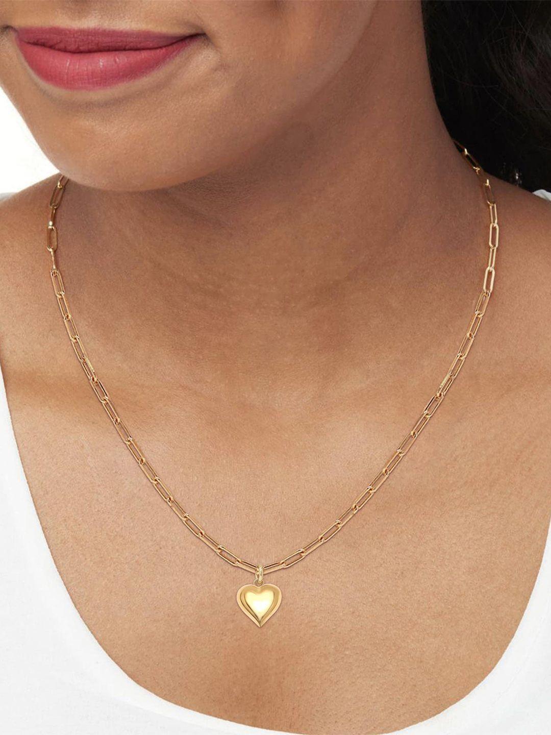 lecalla 925 sterling silver 14k gold-plated heart shaped pendant & chain