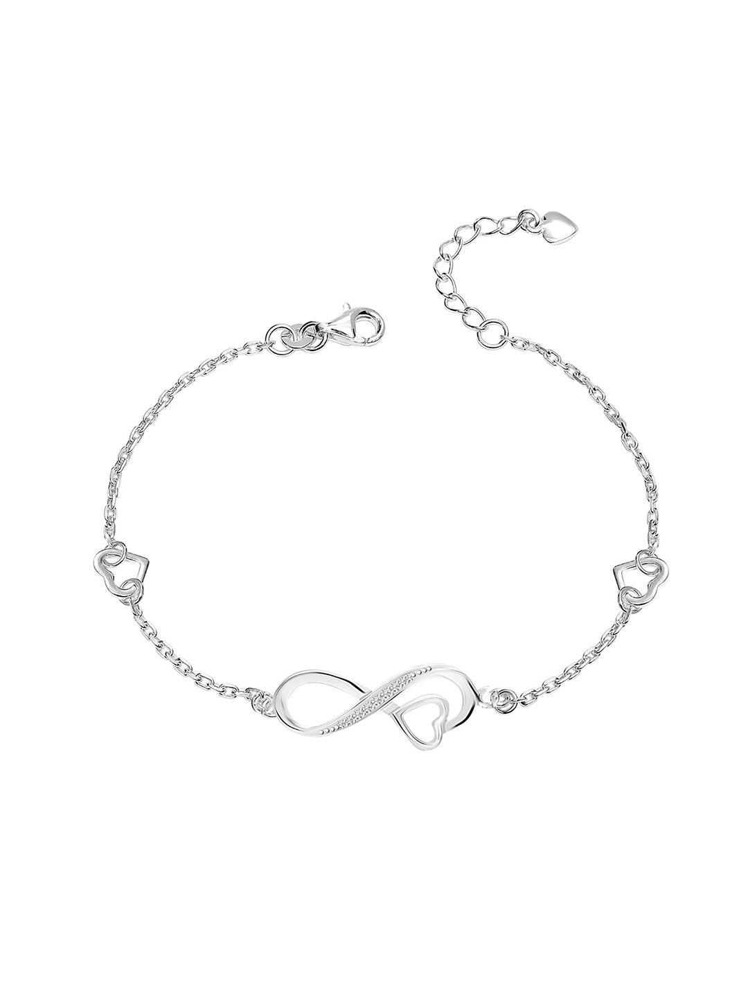 lecalla 925 sterling silver rhodium-plated cubic zirconia link bracelet