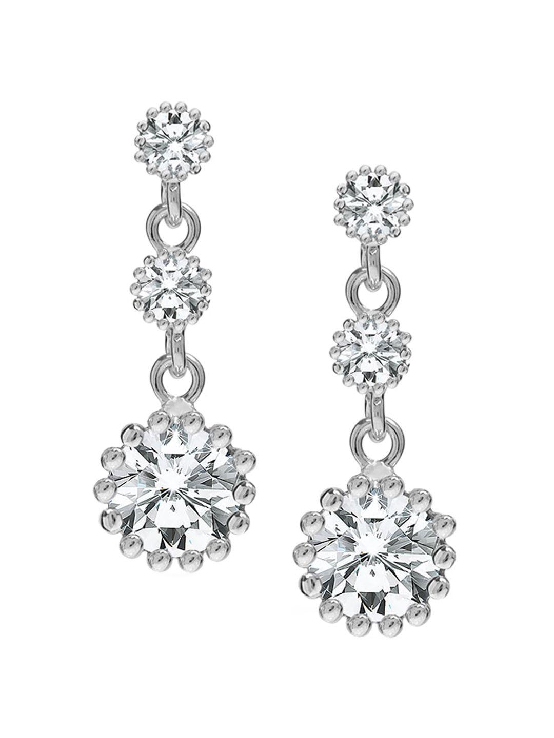 lecalla 925 sterling silver rhodium-plated cubic zirconia studded drop earrings