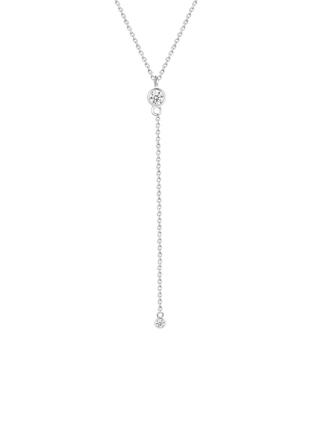 lecalla 925 sterling silver rhodium-plated cubic zirconia studded necklace