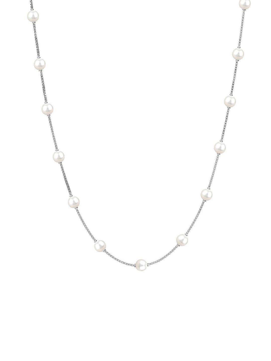 lecalla 925 sterling silver rhodium-plated pearl beaded necklace