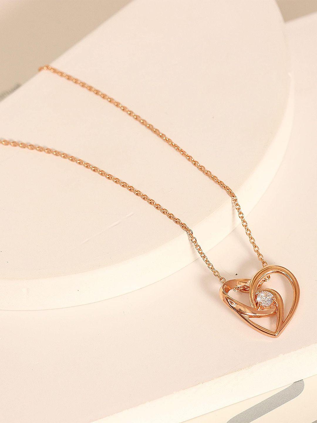 lecalla 925 sterling silver rose gold-plated celtic knot heart minimal necklace