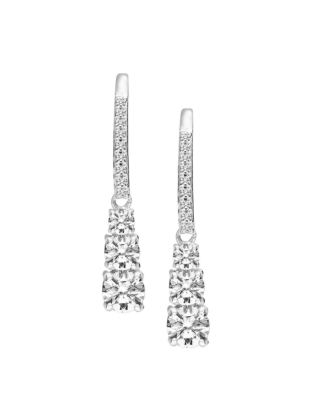 lecalla 925 sterling silver white cz studded drop earrings