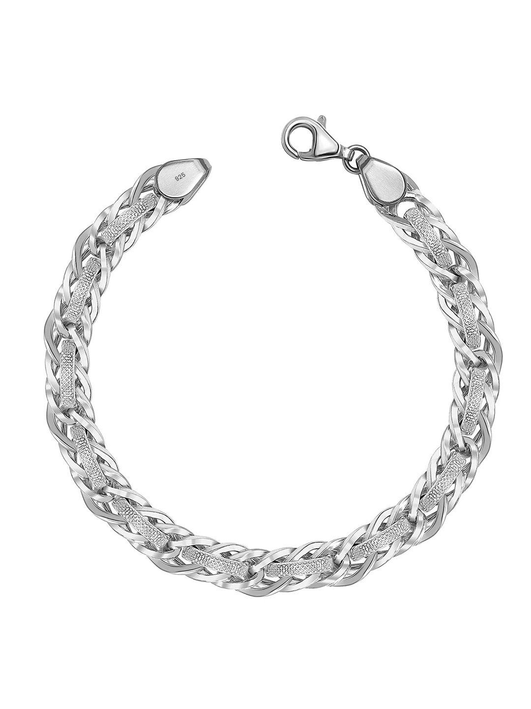 lecalla men sterling silver rhodium-plated charm bracelet