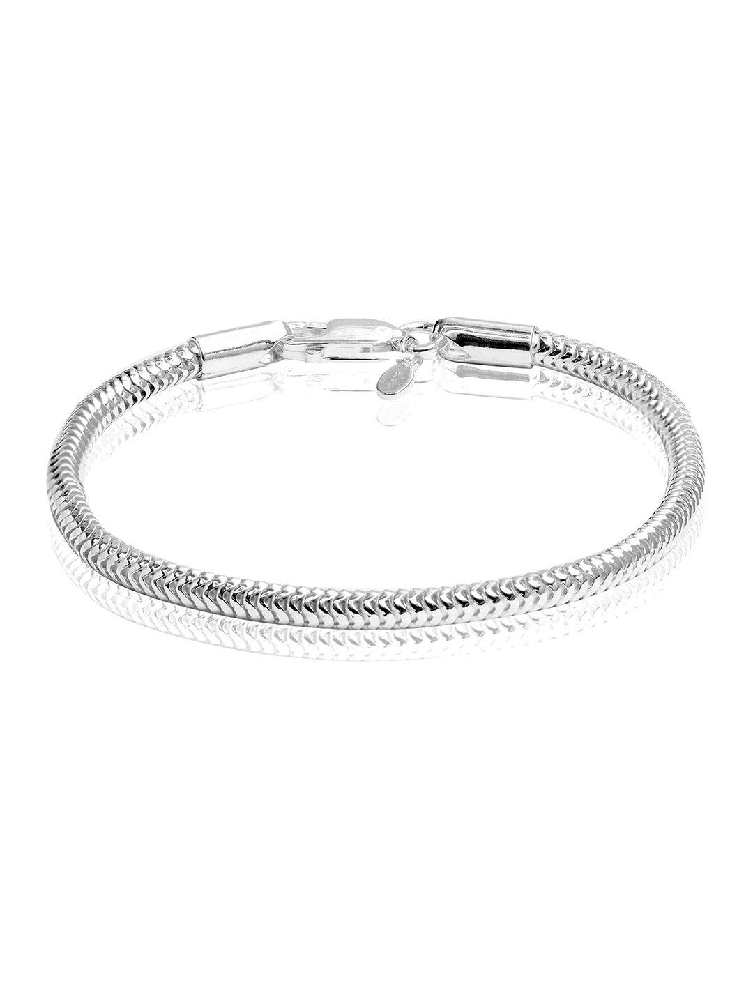 lecalla men sterling silver rhodium-plated charm bracelet