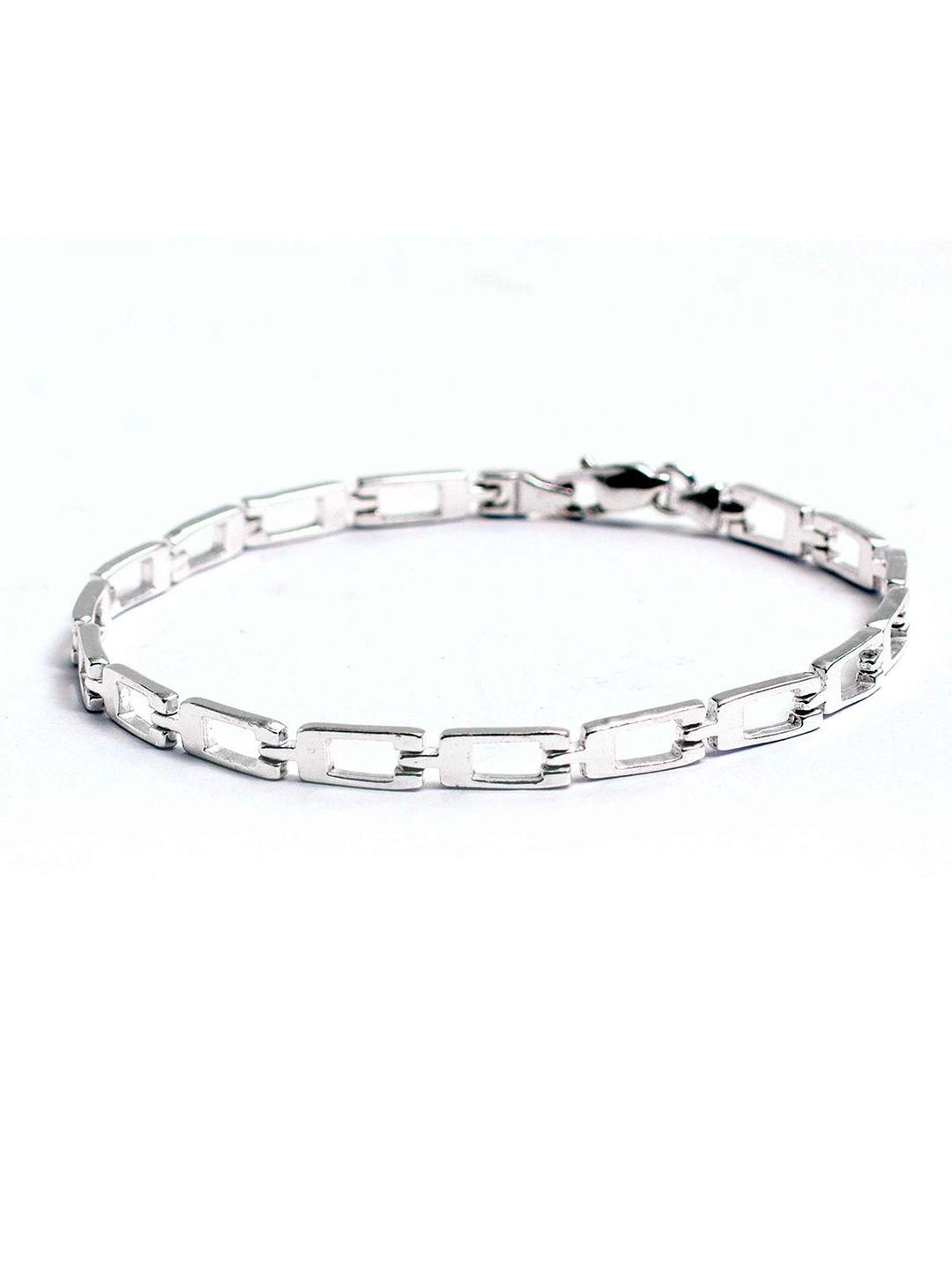 lecalla men sterling silver rhodium-plated link bracelet