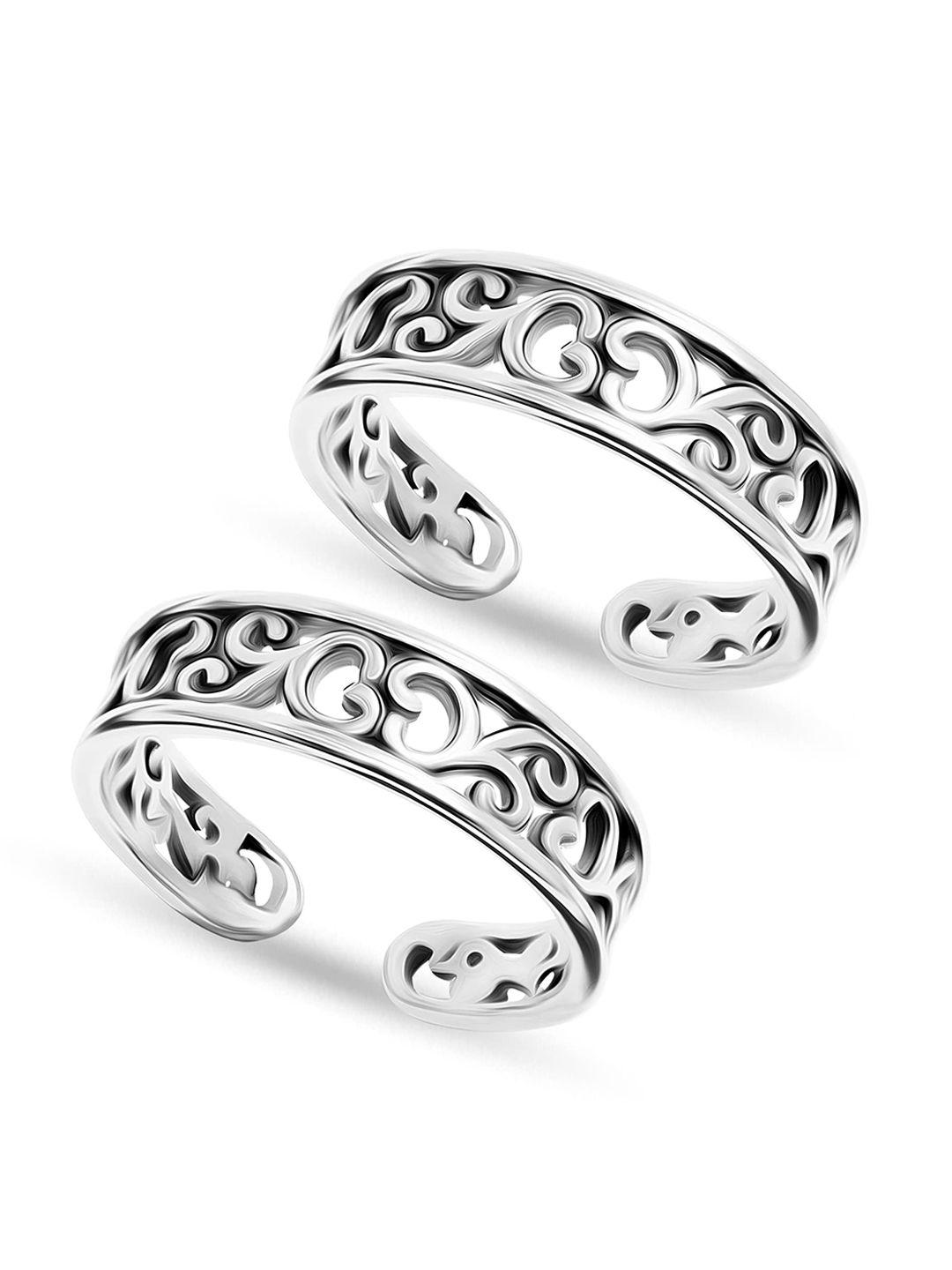 lecalla rhodium-plated handcrafted toe rings