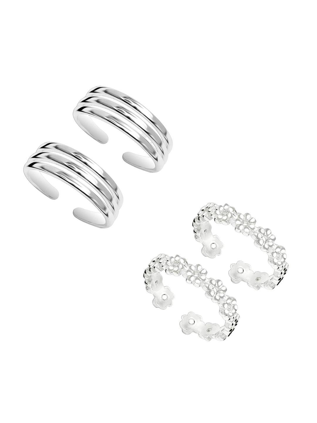 lecalla rhodium-plated handcrafted toe rings