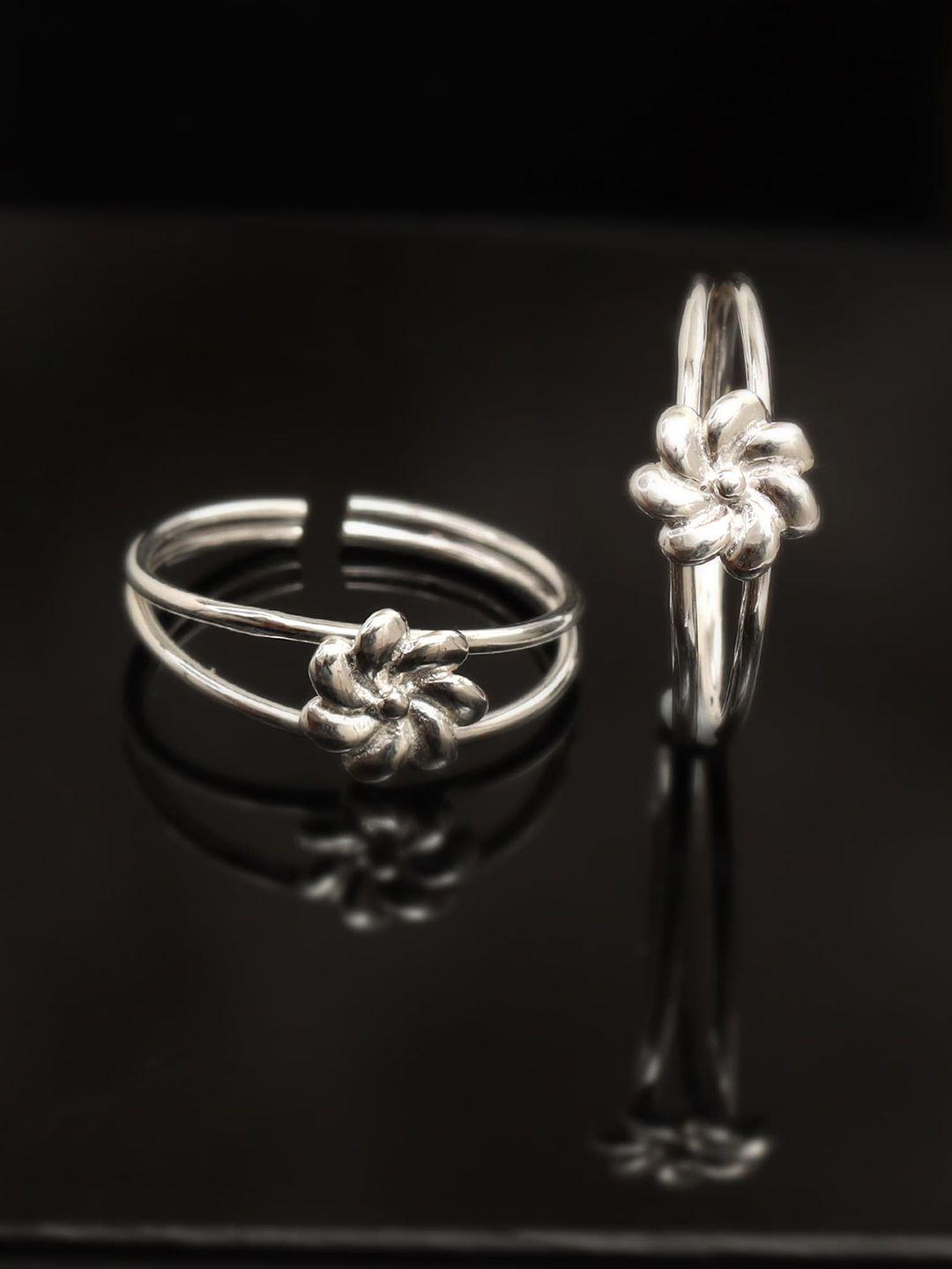 lecalla rhodium-plated handcrafted toe rings