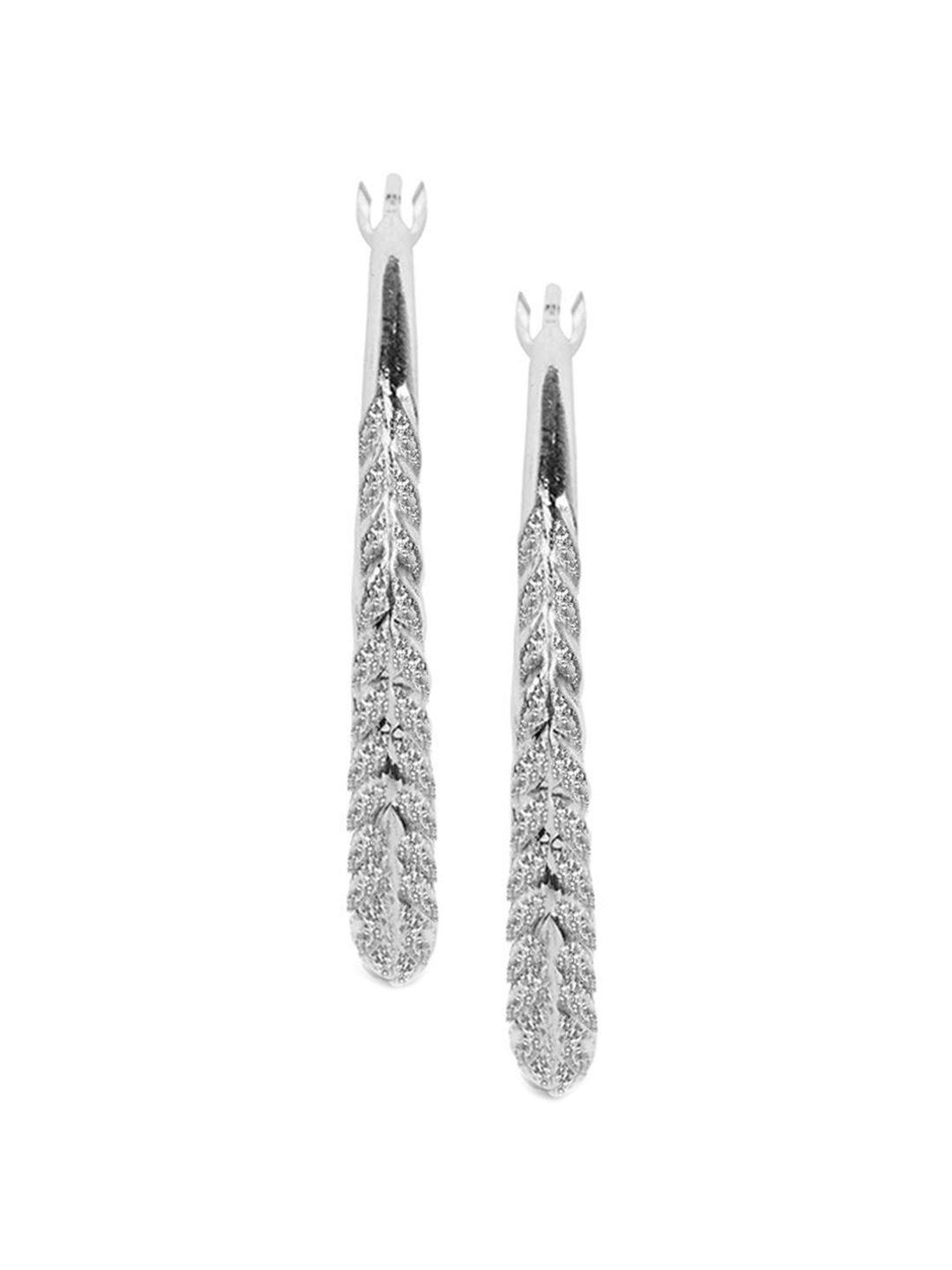 lecalla rhodium-plated sterling silver contemporary hoop earrings