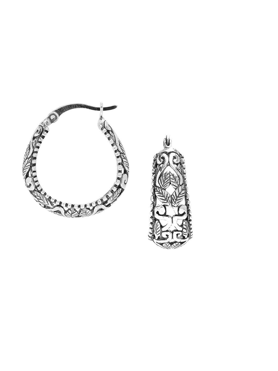 lecalla silver floral filigree contemporary hoop earrings