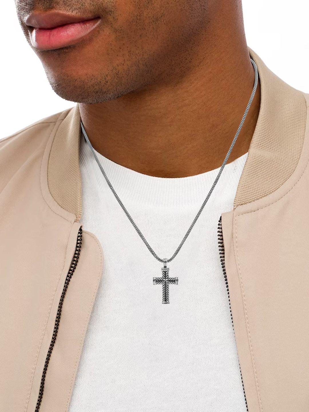 lecalla silver-plated cross shaped pendants with chains