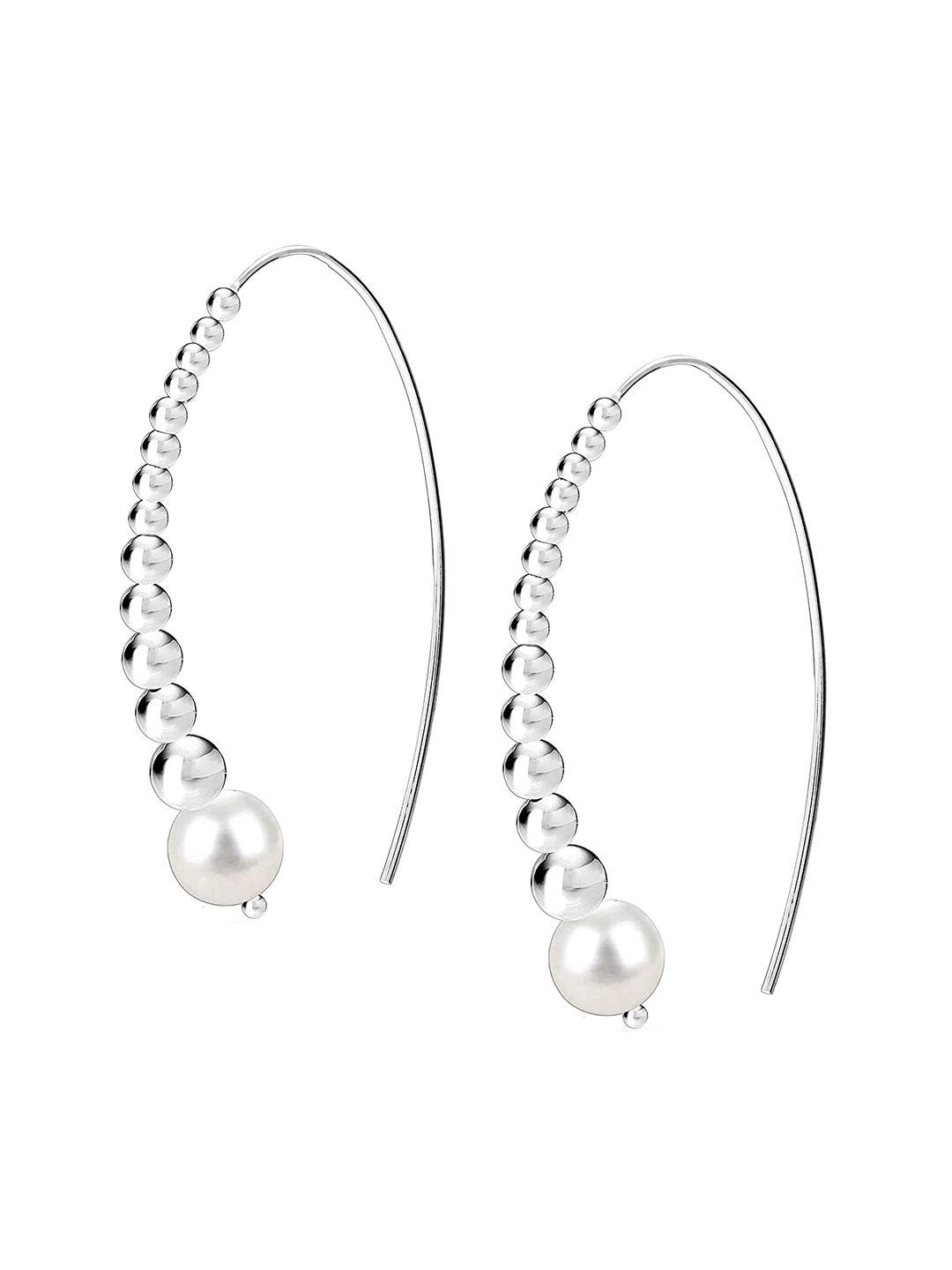 lecalla silver-toned contemporary half hoop earrings