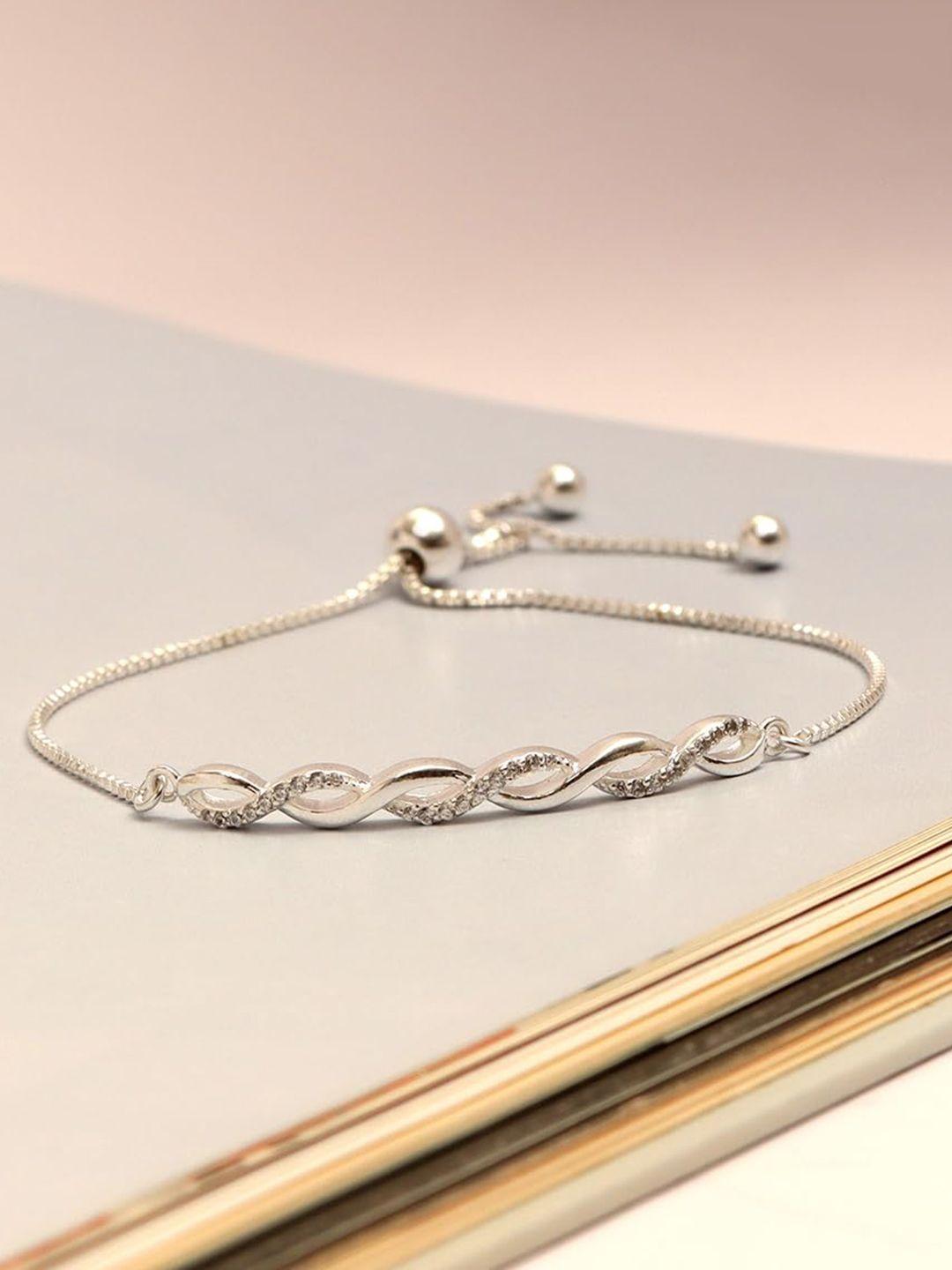 lecalla sterling silver cubic zirconia rhodium-plated link bracelet