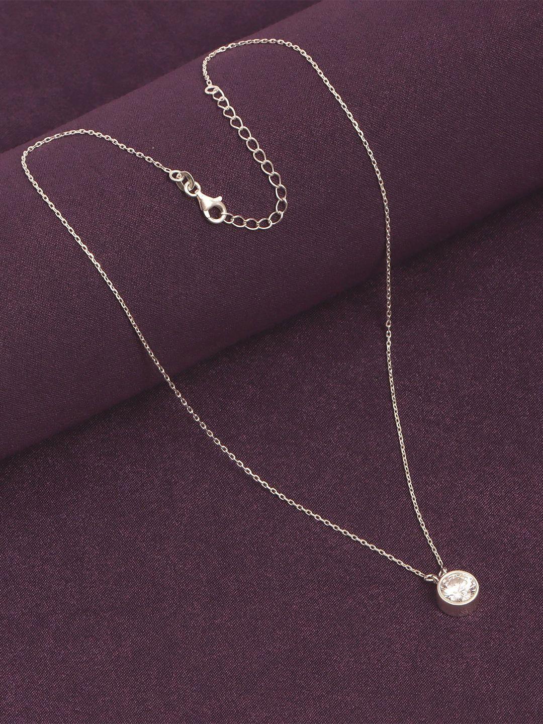 lecalla sterling silver rhodium-plated cz necklace