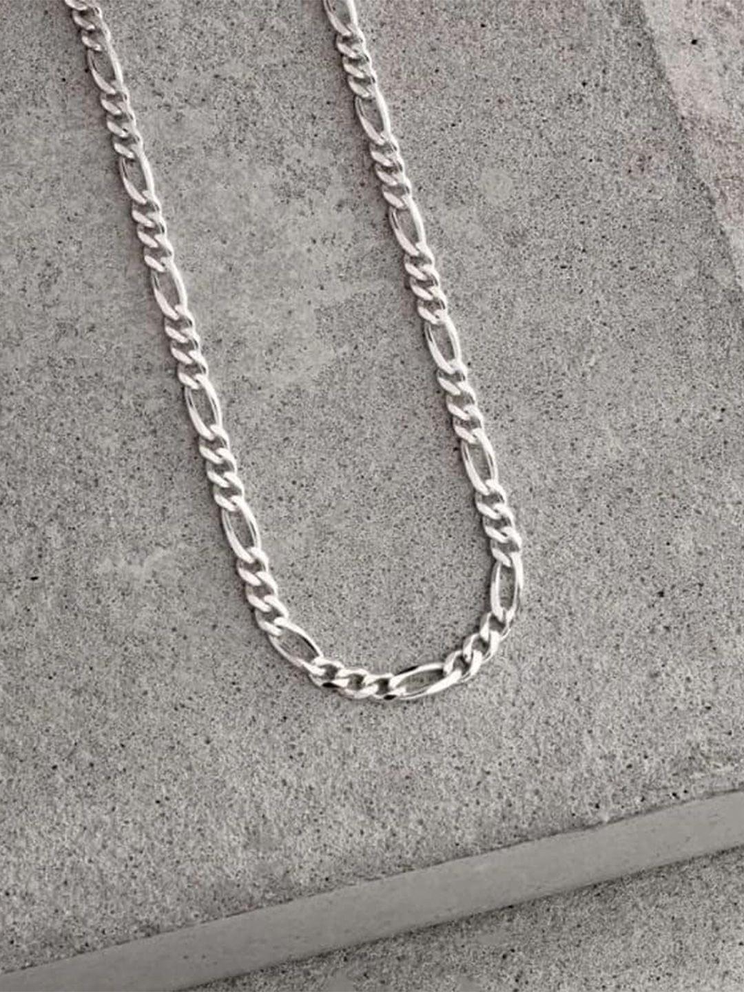 lecalla sterling silver rhodium-plated figaro link chain