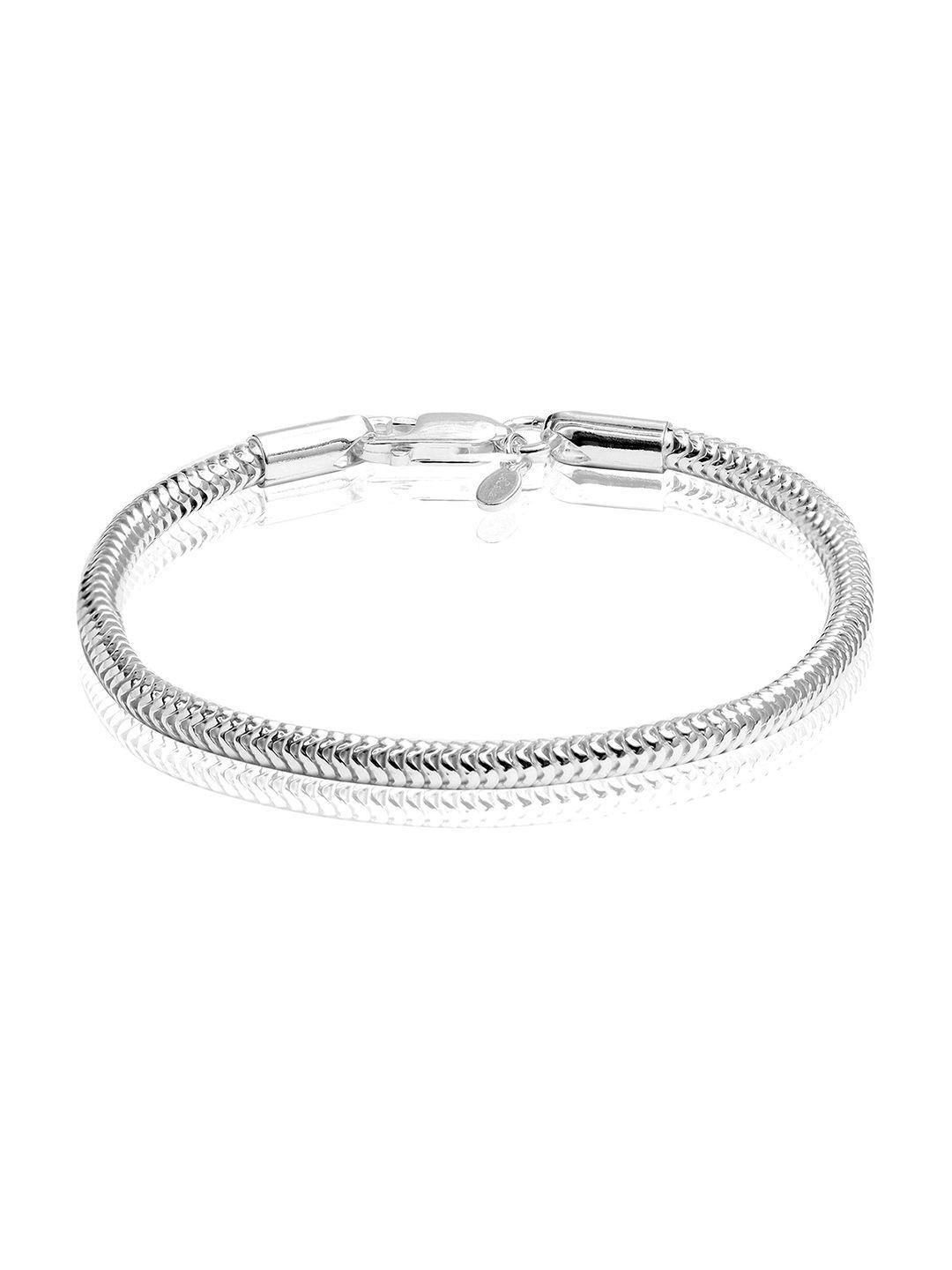 lecalla unisex sterling silver rhodium-plated charm bracelet