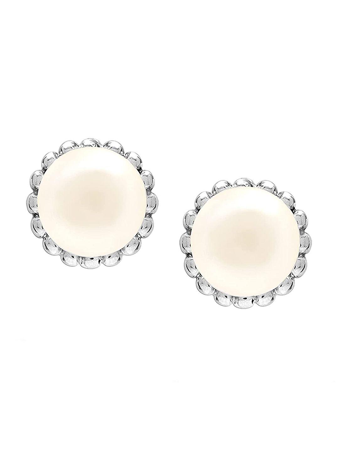 lecalla women  silver-toned contemporary studs earrings