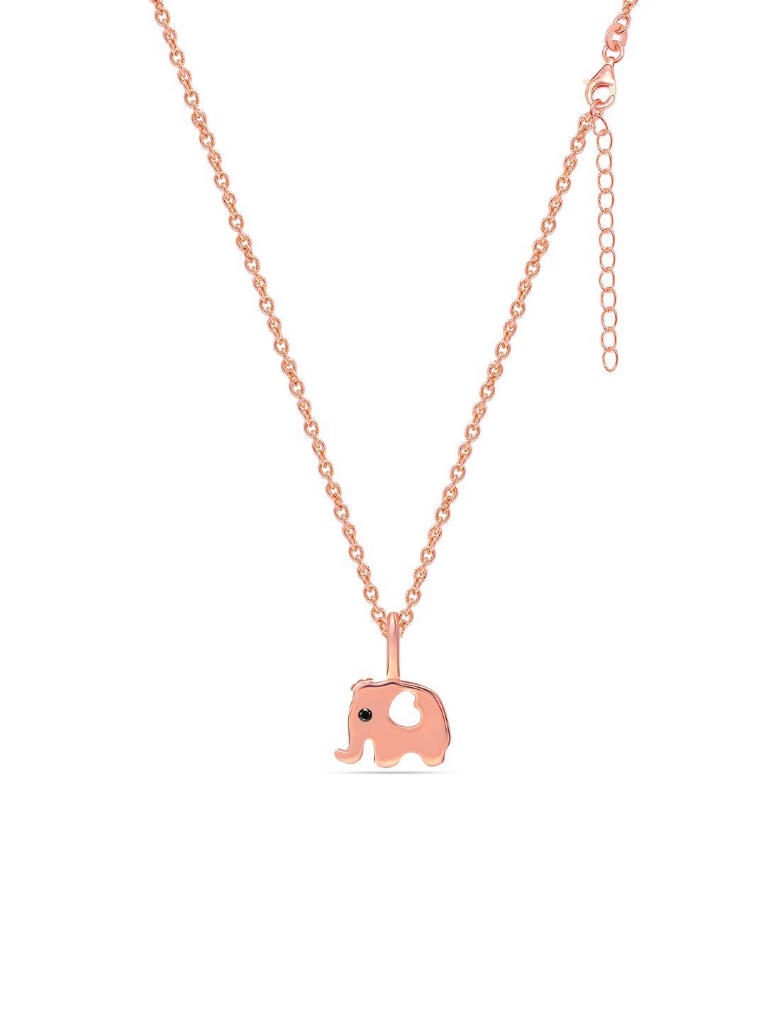 lecalla women 925 sterling silver rose-gold plated elephant-shaped pendants with chains