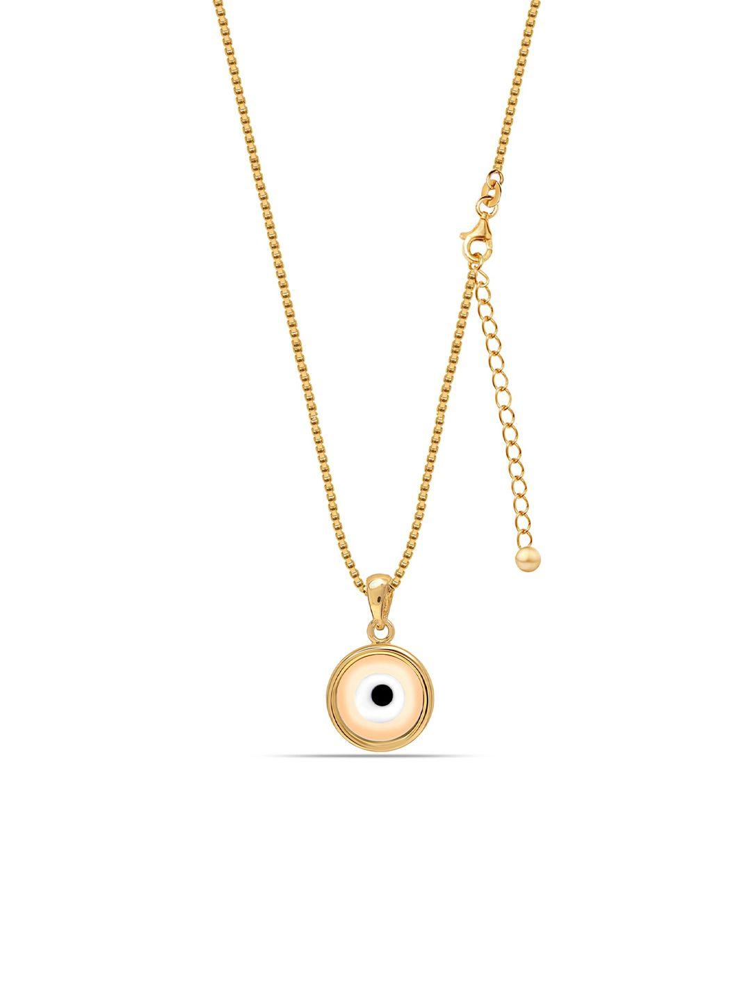 lecalla women gold-plated enamelled evil eye nazariya circular pendant with chain