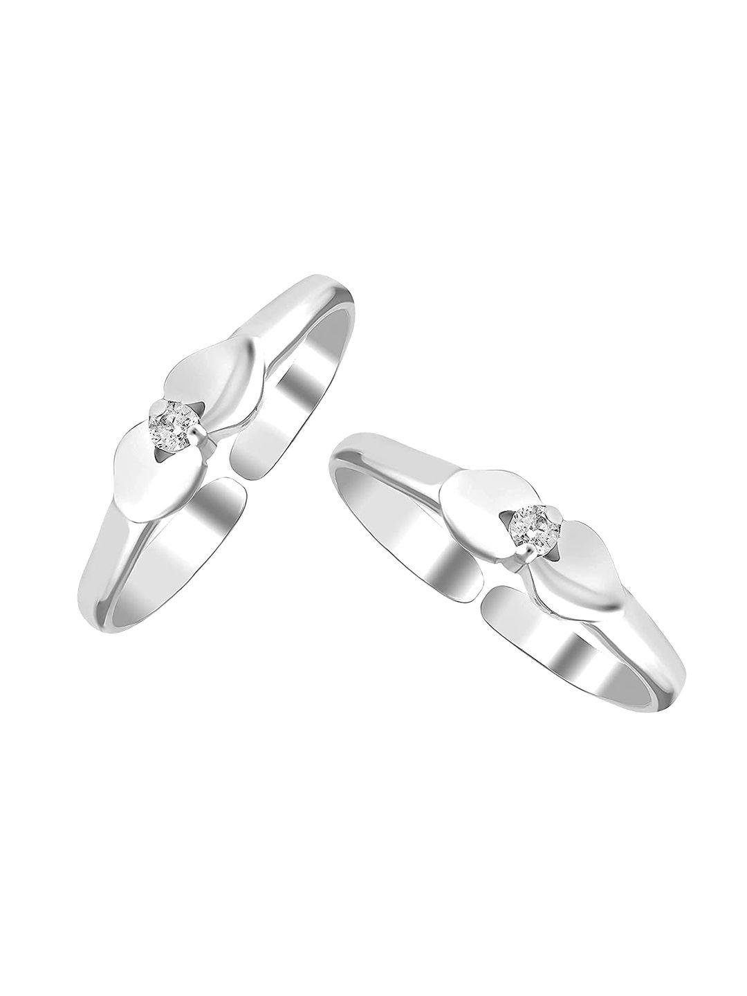 lecalla women set of 2 925 sterling silver classic leaf zircon stone toe rings