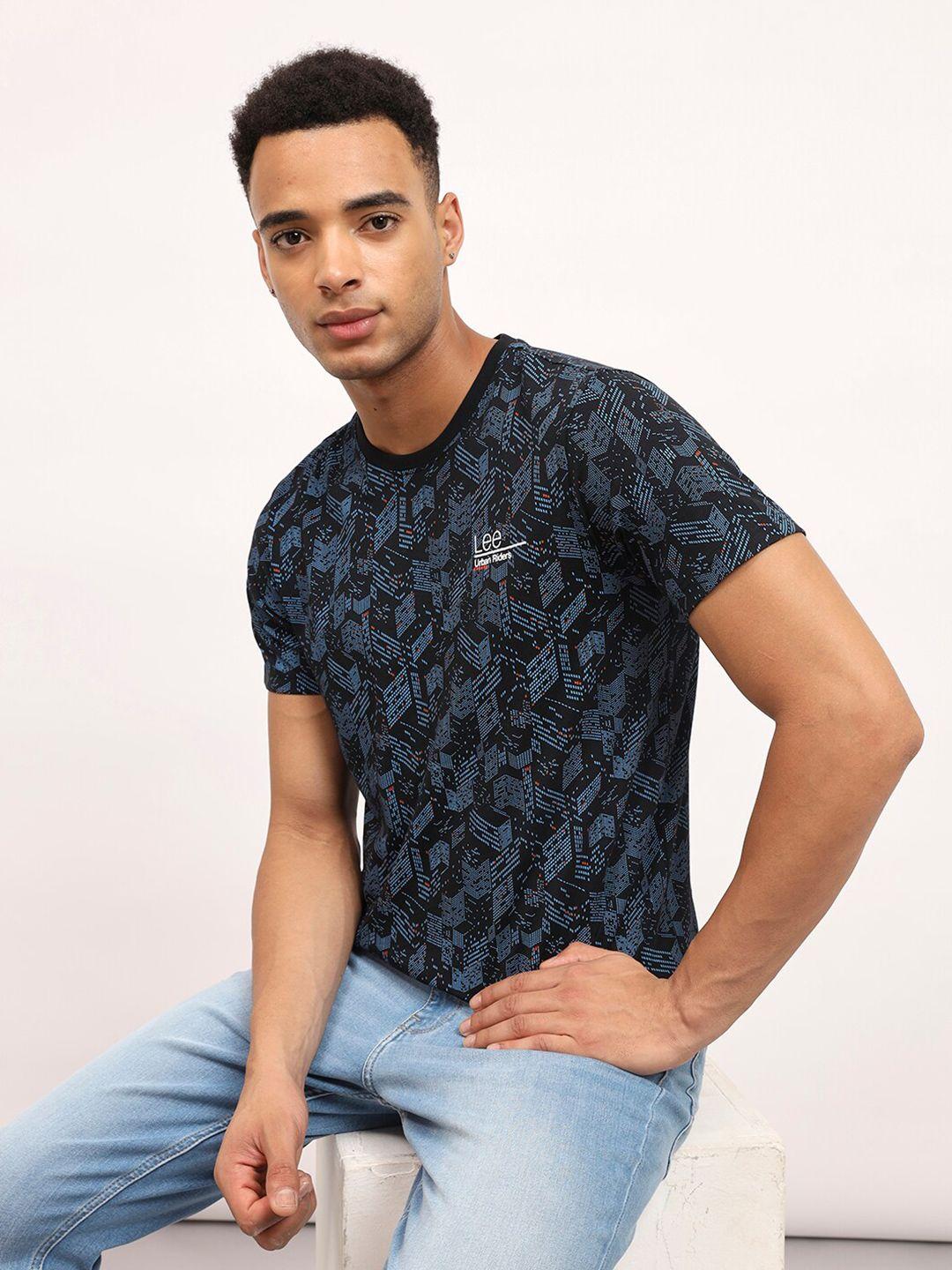 lee abstract printed slim fit cotton t-shirt