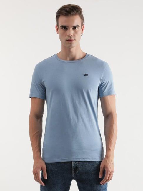 lee blue cotton slim fit t-shirt