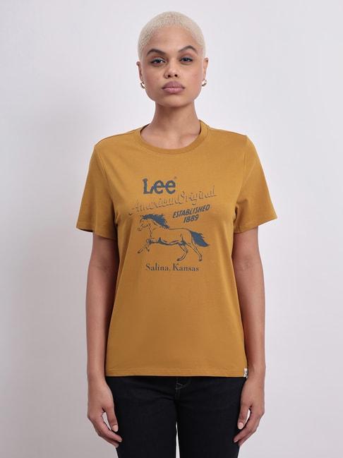 lee brown cotton graphic print t-shirt