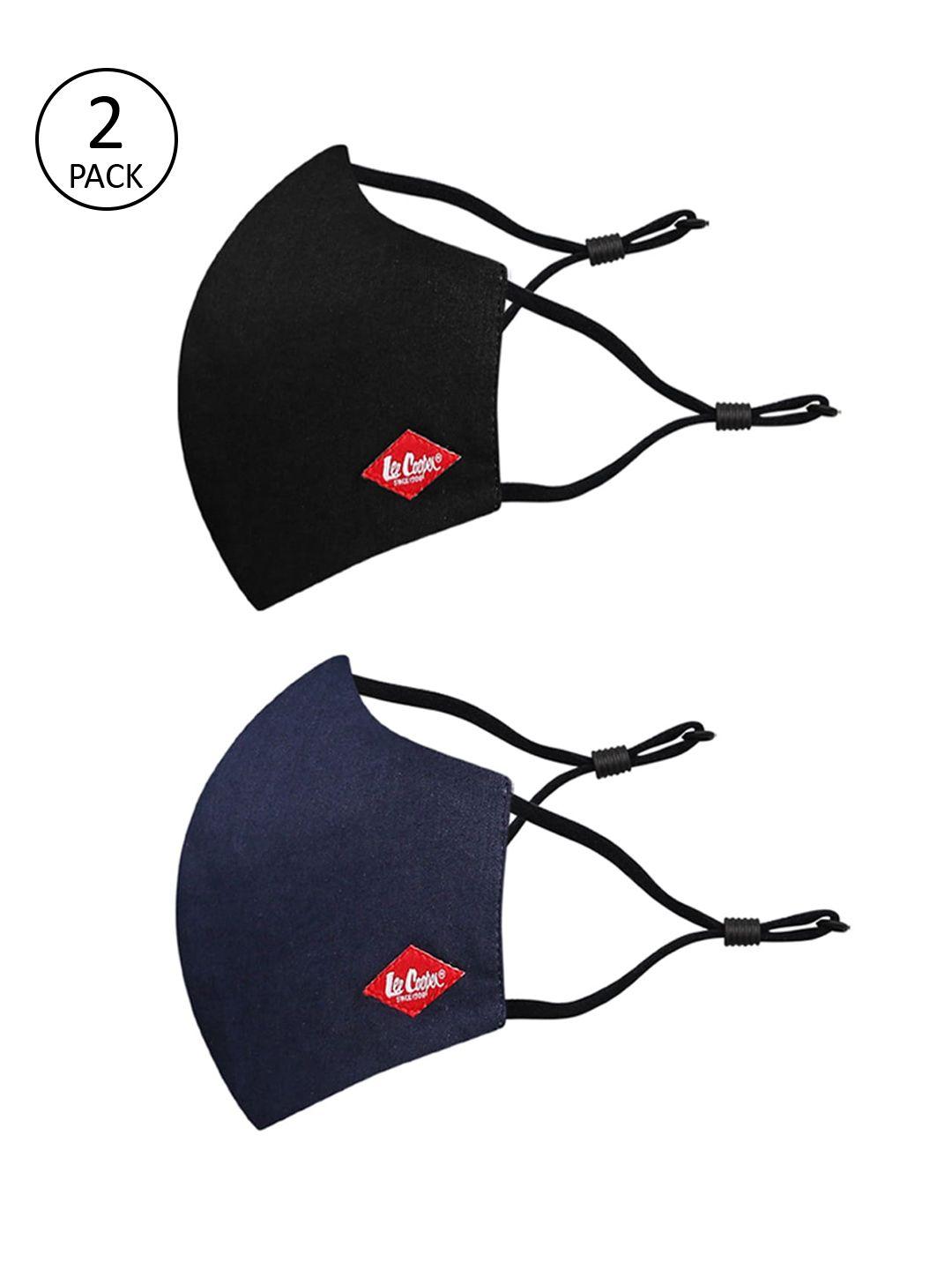 lee cooper unisex pack of 2 solid 6-ply adjustable reusable cotton cloth masks