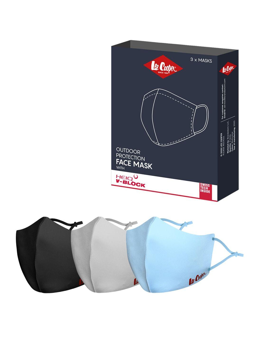 lee cooper unisex pack of 3 solid reusable cloth masks
