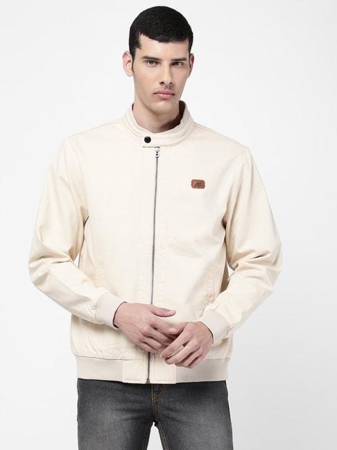 lee cream cotton regular fit jacket