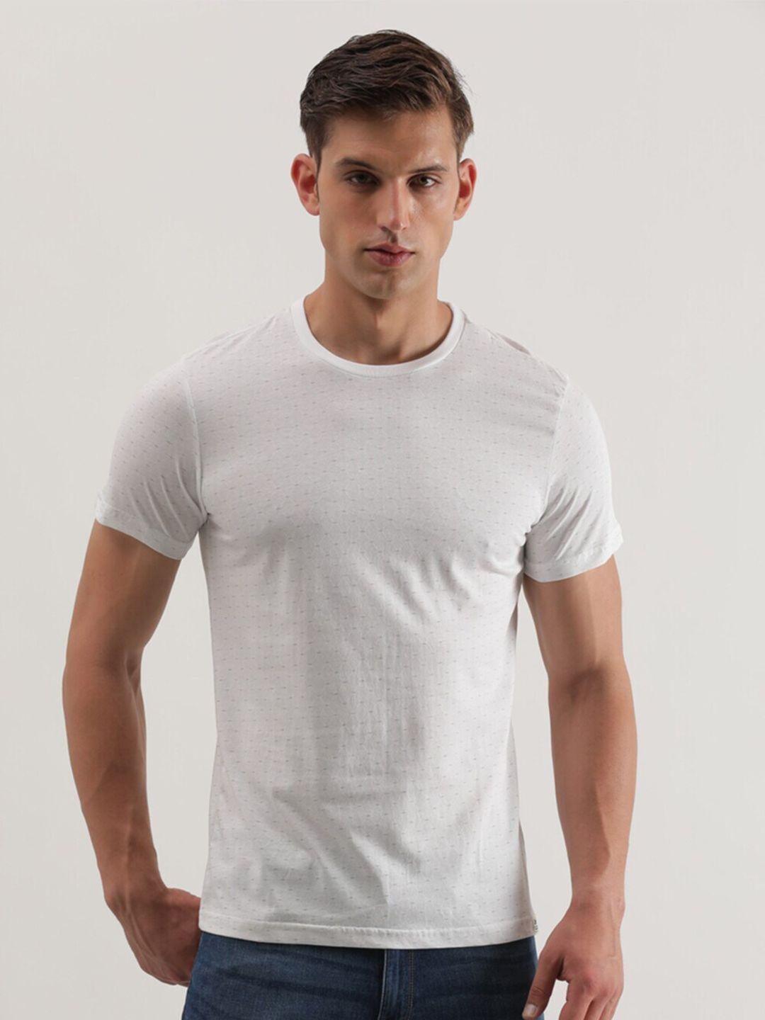 lee geometric printed round neck slim fit cotton t-shirt