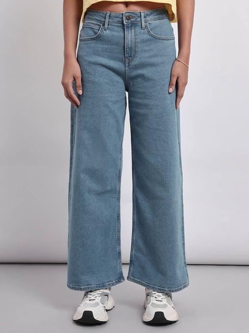 lee light blue regular fit mid rise jeans