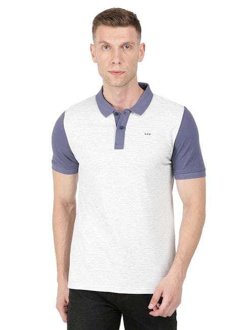lee light grey & purple cotton polo t-shirt