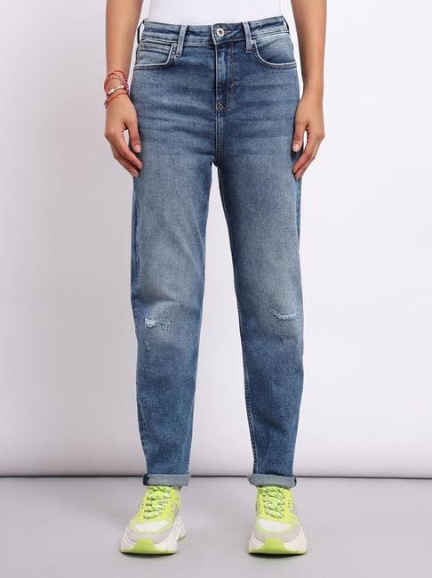 lee light indigo relaxed fit high rise jeans