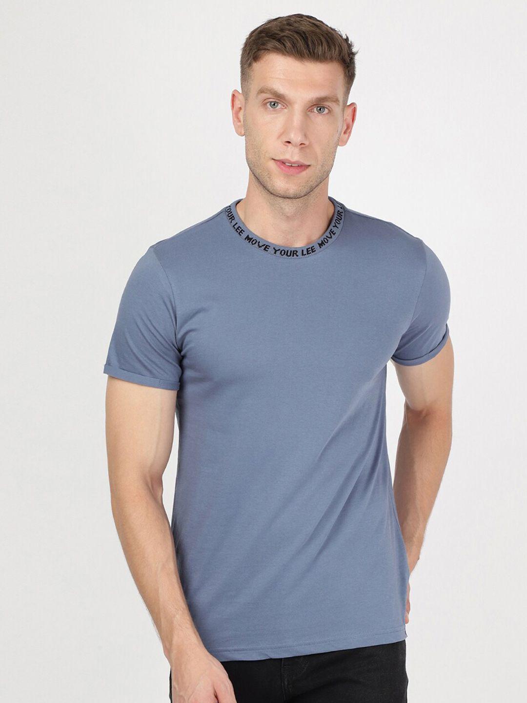 lee men blue slim fit t-shirt