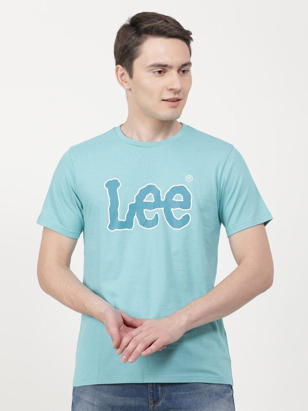 lee men brand logo printed slim fit cotton t-shirt