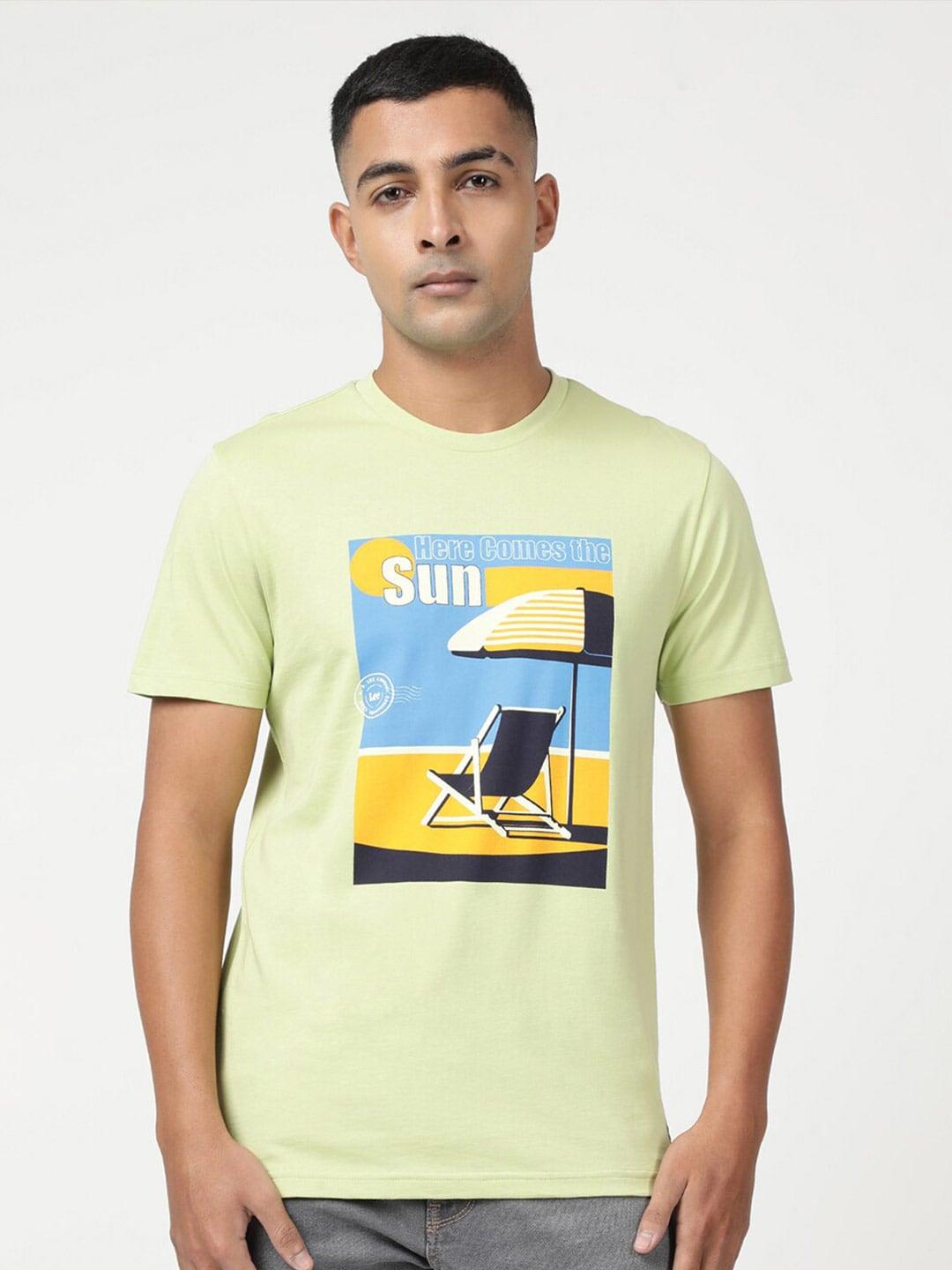 lee men graphic printed slim fit cotton t-shirt