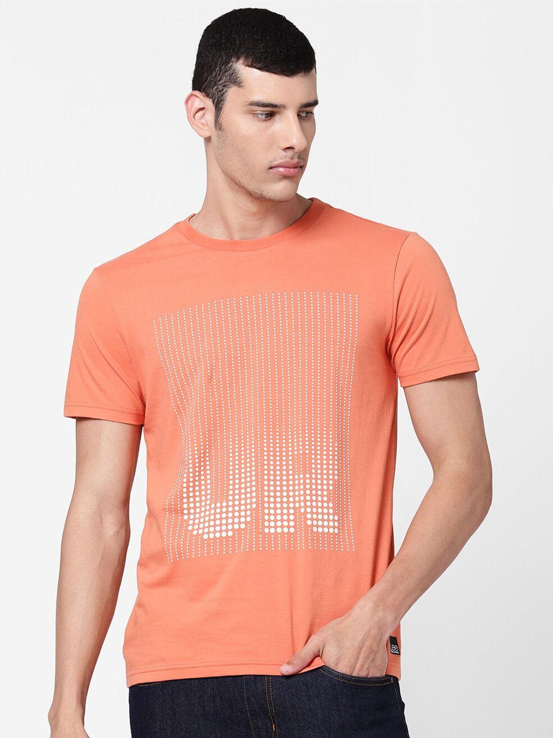 lee men orange printed slim fit t-shirt