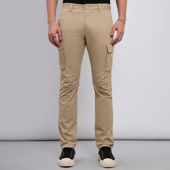 lee men solid cargo trousers
