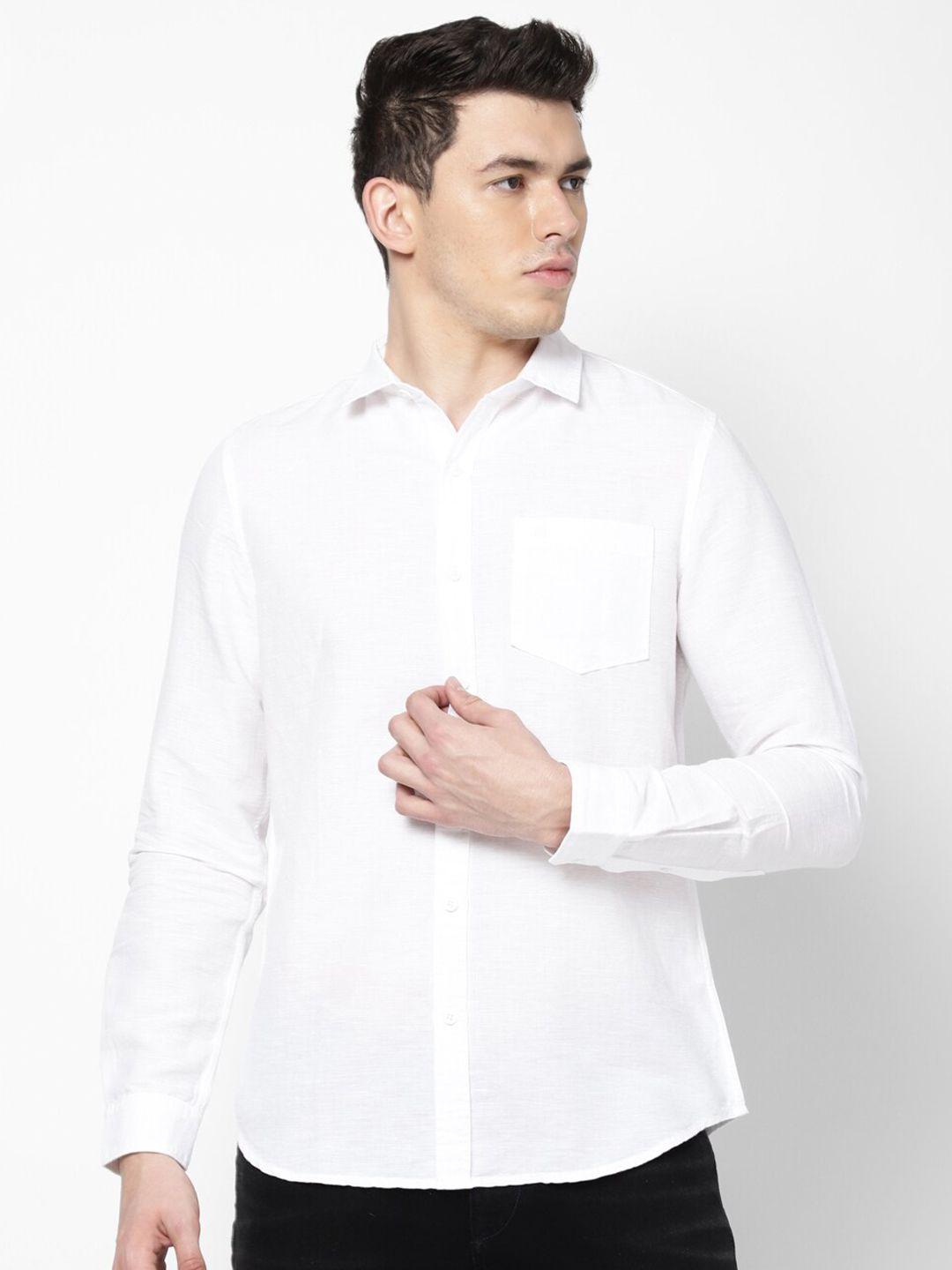 lee men white slim fit casual shirt