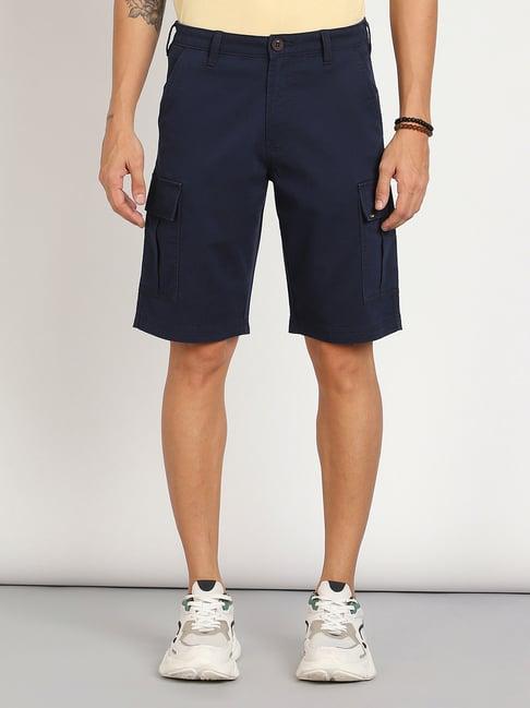 lee navy straight fit cargo shorts