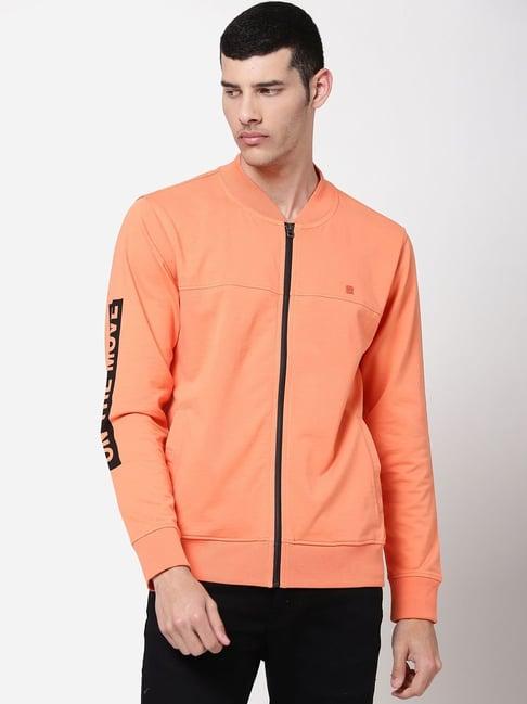 lee orange slim fit printed sweatshirt