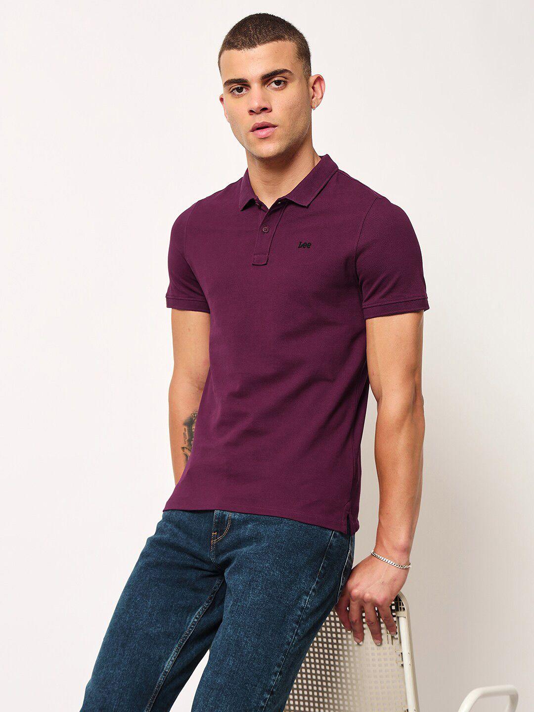 lee polo collar pure cotton slim fit t-shirt