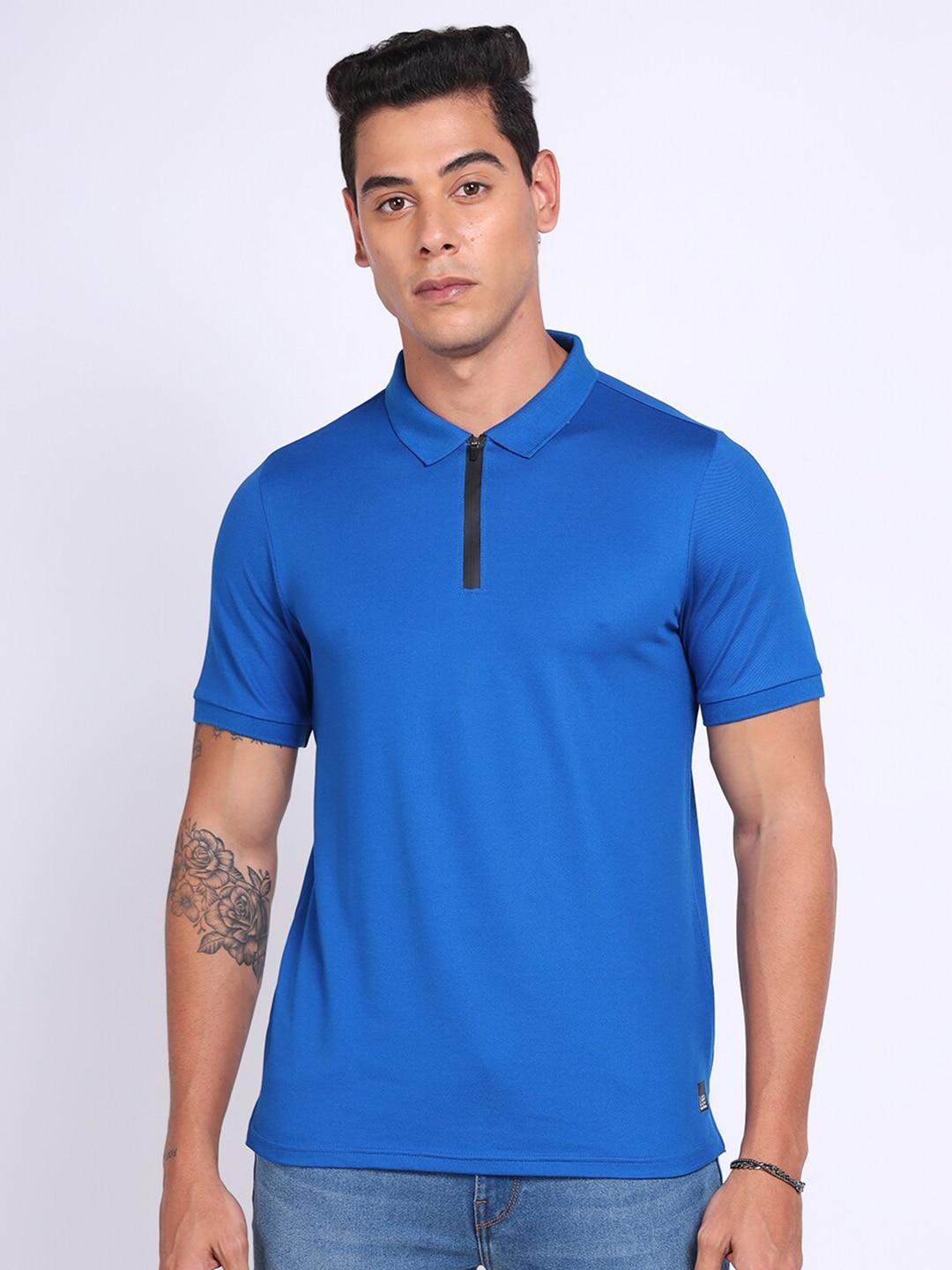 lee printed polo collar zip open slim fit t shirt