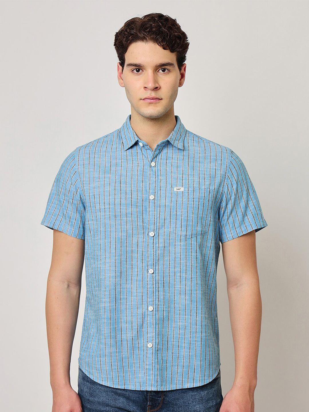lee straight checked cotton casual shirt