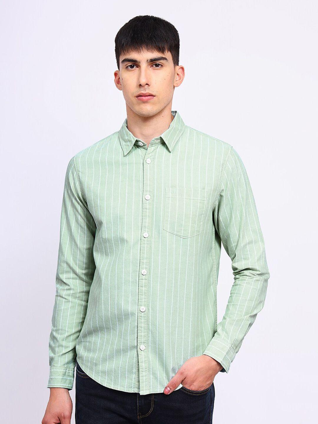 lee striped spread collar cotton casual shirt