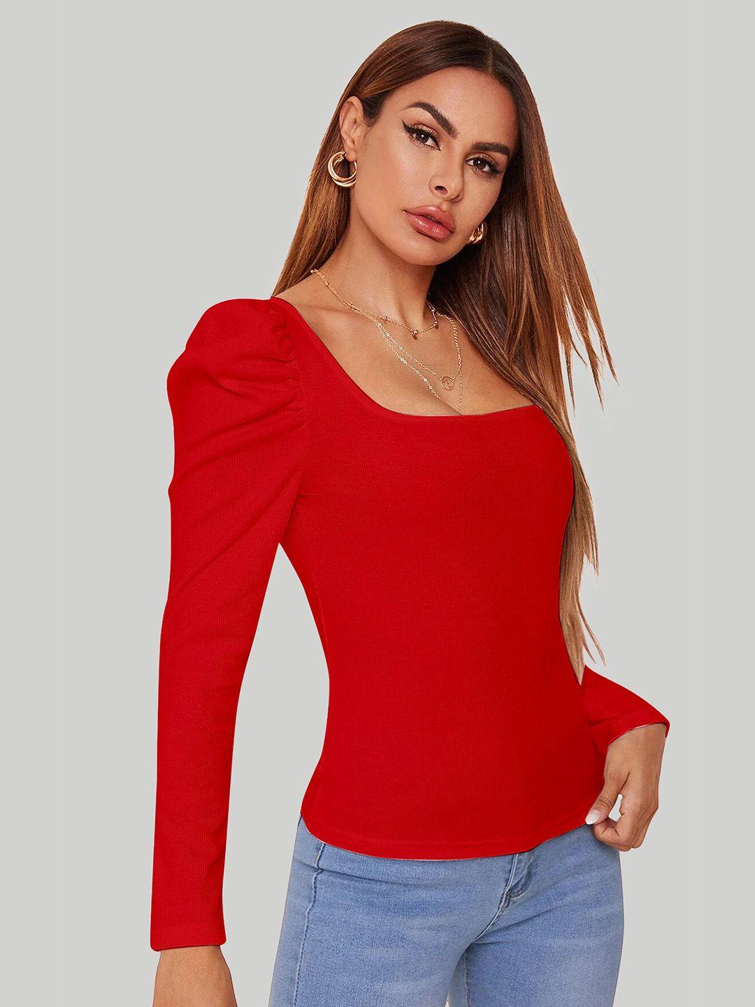 lee tex square neck full sleeve crepe top