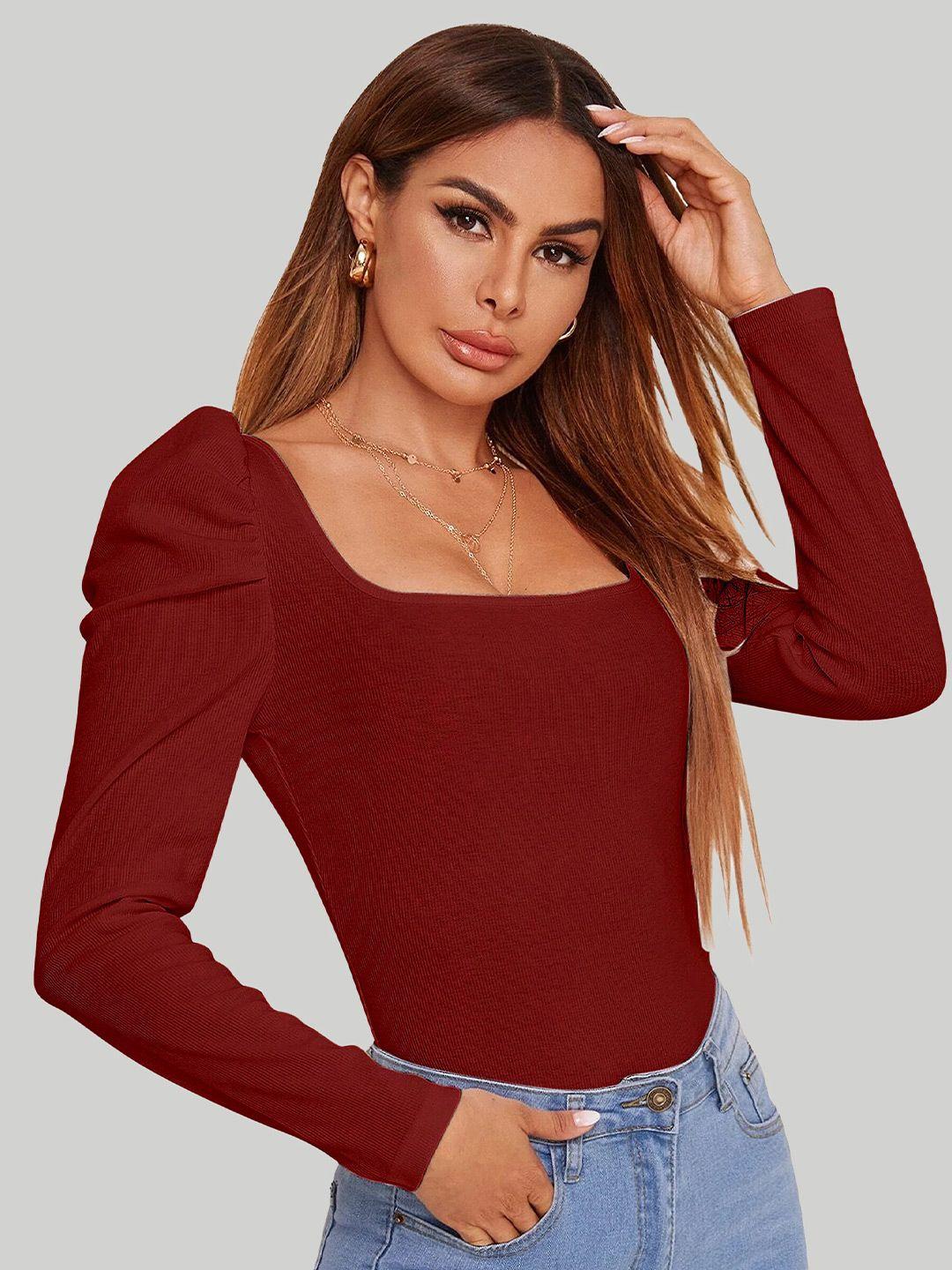 lee tex square neck puffed sleeves top