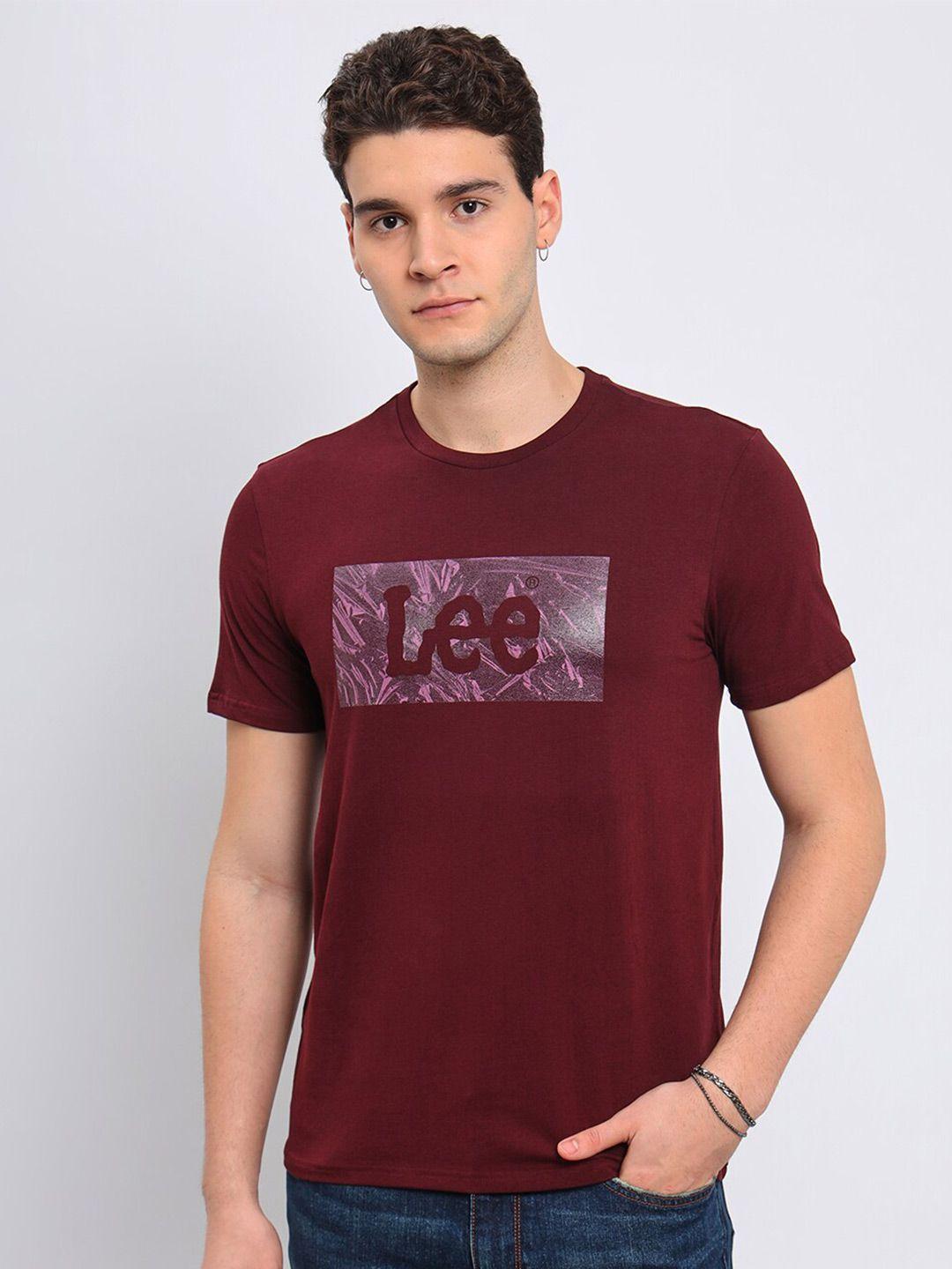 lee typography printed cotton slim fit t-shirt